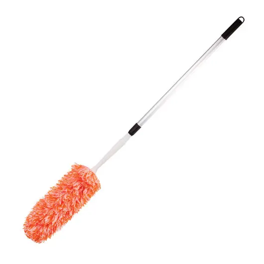 Сметка-метелка для смахивания пыли ЛАЙМА, телескопическая стальная ручка, 160 см, оранжевая, 603619, фото 1