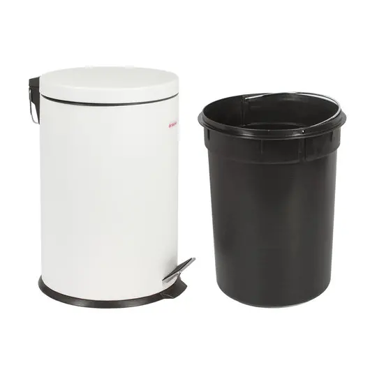 Ведро-контейнер для мусора (урна) с педалью ЛАЙМА &quot;Classic&quot;, 20 л, белое, глянцевое, металл, со съемным внутренним ведром, 604949, фото 4