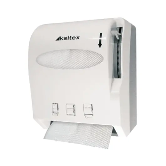 Диспенсер для полотенец в рулонах KSITEX (Н1), бесконтактный, с ручным обрезанием бумаги, белый, AC1-13W, фото 1