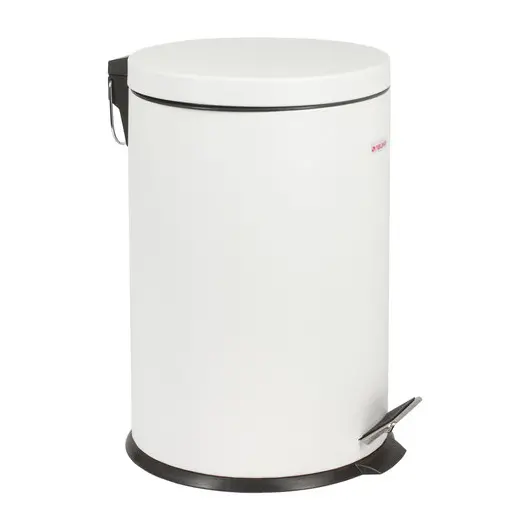 Ведро-контейнер для мусора (урна) с педалью ЛАЙМА &quot;Classic&quot;, 20 л, белое, глянцевое, металл, со съемным внутренним ведром, 604949, фото 1