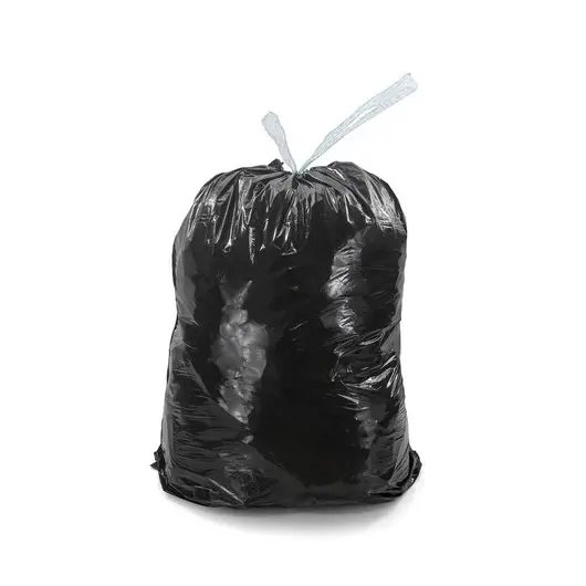 Мешки для мусора 120 л, завязки, черные в рулоне 10 шт., ПНД, 13 мкм, 67х80 см (±5%), эконом, ЛЮБАША, 605334, фото 4