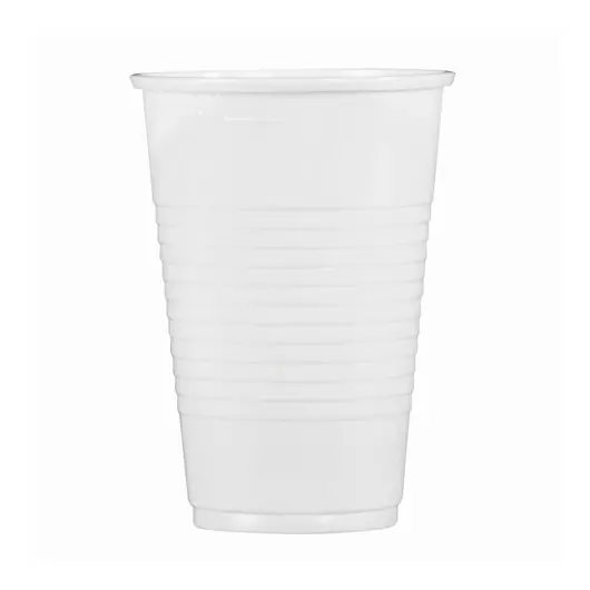 Одноразовые стаканы 200 мл, КОМПЛЕКТ 100 шт., пластиковые, &quot;ЭКОНОМ&quot;, белые, ПП, СТИРОЛПЛАСТ, фото 1