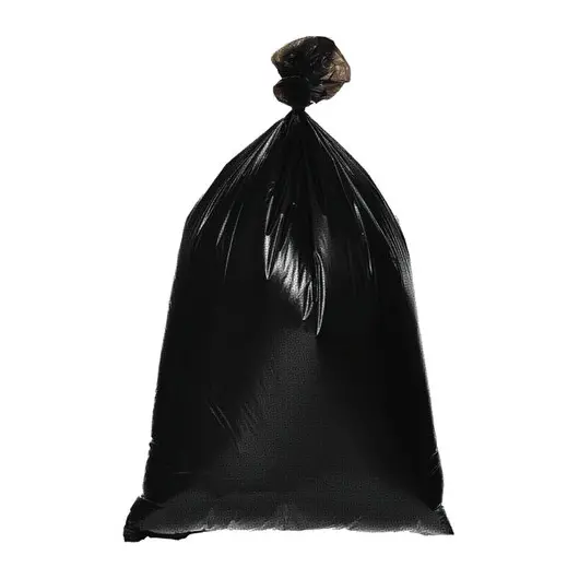 Мешки для мусора 120 л, черные, в рулоне 50 шт., ПВД, 25 мкм, 62х102 см (±5%), эконом, ЛЮБАША, 605335, фото 3