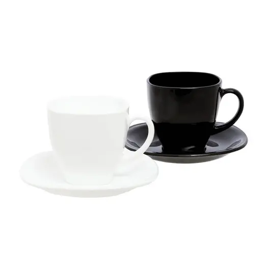 Набор чайный на 6 персон, 3 черные и 3 белые чашки 220 мл, 3 черных и 3 белых блюдца, &quot;Carine Mix&quot;, LUMINARC, D2371, фото 1