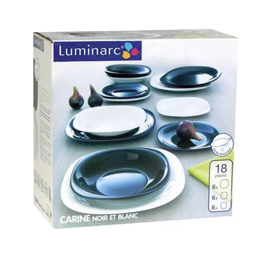 Набор посуды столовый, 18 предметов, черное и белое стекло, &quot;Carine Mix&quot;, LUMINARC, N1489, фото 8