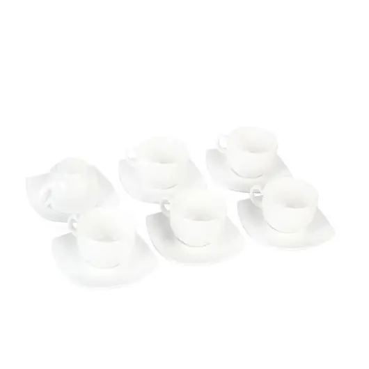Набор чайный на 6 персон, 6 чашек 220 мл и 6 блюдец, белое стекло, &quot;Quadrato white&quot;, LUMINARC, E8865, фото 2