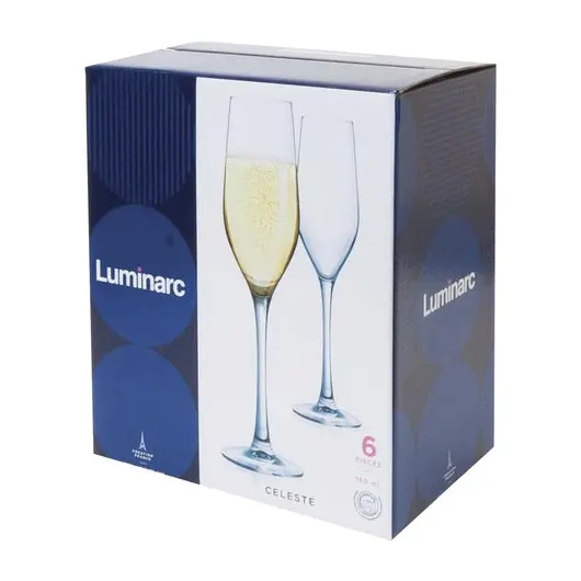 Набор фужеров для шампанского, 6 штук, 160 мл, стекло, &quot;Celeste&quot;, LUMINARC, L5829, фото 3