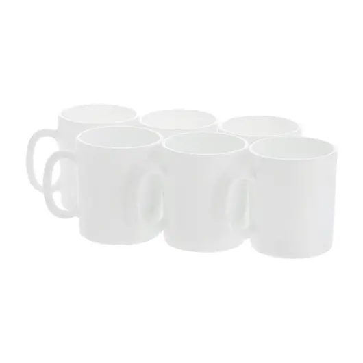 Набор кружек для чая и кофе, 6 штук, объем 320 мл, белое стекло, &quot;Essence White&quot;, LUMINARC, N1230, фото 2