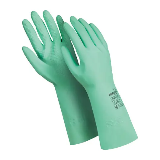 Перчатки латексные MANIPULA &quot;Контакт&quot;, хлопчатобумажное напыление, размер 7-7,5 (S), зеленые, L-F-02, фото 1