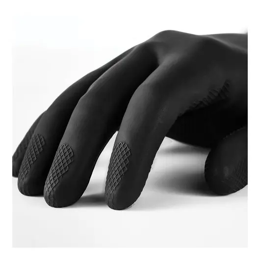 Перчатки латексные MANIPULA &quot;КЩС-2&quot;, ультратонкие, размер 9-9,5 (L), черные, L-U-032, фото 2