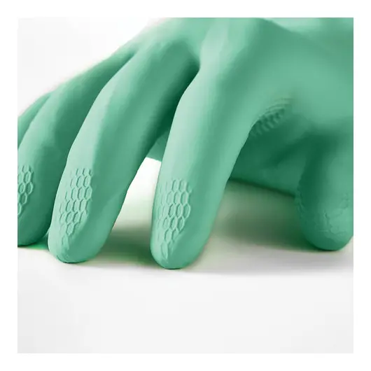 Перчатки латексные MANIPULA &quot;Контакт&quot;, хлопчатобумажное напыление, размер 7-7,5 (S), зеленые, L-F-02, фото 2