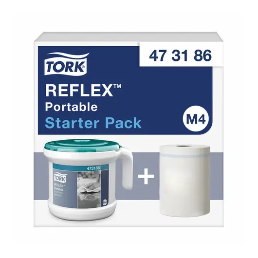 Диспенсер для полотенец переносной, TORK (M4) Reflex, стартовый набор с полотенцем, белый, 473186, фото 5