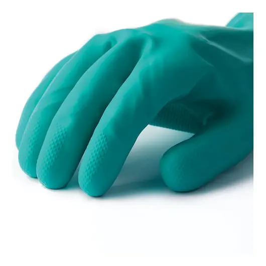 Перчатки нитриловые MANIPULA &quot;Дизель&quot;, хлопчатобумажное напыление, размер 10 (XL), зеленые, N-F-06, фото 2