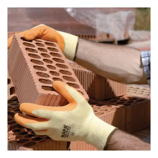 Перчатки текстильные MAPA Enduro/Titan 328, покрытие из натурального латекса (облив), размер 10 (XL), оранжевые/желтые, фото 4
