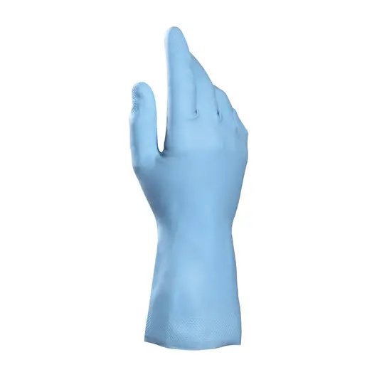 Перчатки латексные MAPA Vital Eco 117, хлопчатобумажное напыление, размер 8 (M), синие, фото 1