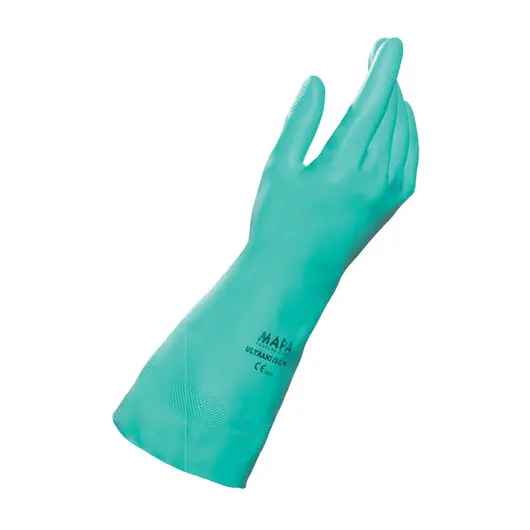 Перчатки нитриловые MAPA Ultranitril 492, хлопчатобумажное напыление, размер 10 (XL), зеленые, фото 2