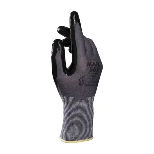 Перчатки текстильные MAPA Ultrane 553, нитриловое покрытие (облив), размер 8 (M), черные, фото 1