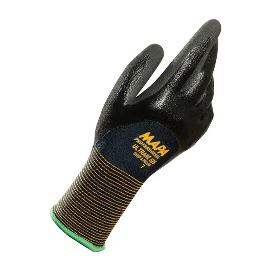 Перчатки текстильные MAPA Ultrane 525, нитриловое покрытие (облив), маслостойкие, размер 9 (L), черные, фото 2