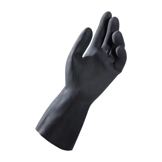 Перчатки латексные MAPA Alto Plus 260, хлопчатобумажное напыление, размер 8 (M), черные, фото 2