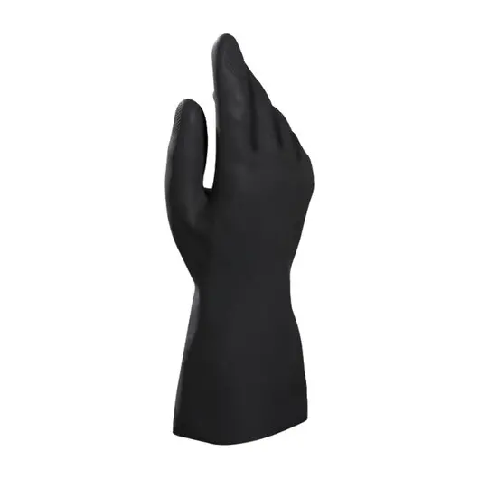 Перчатки латексные MAPA Alto Plus 260, хлопчатобумажное напыление, размер 10 (XL), черные, фото 1