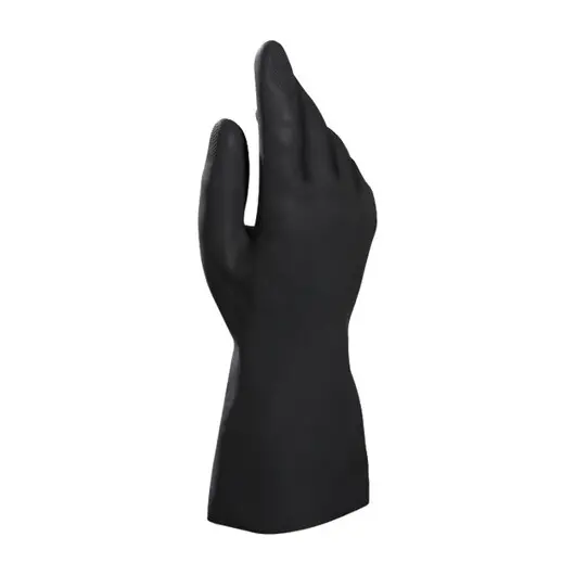 Перчатки латексные MAPA Alto Plus 260, хлопчатобумажное напыление, размер 7 (S), черные, фото 1