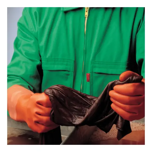 Перчатки латексные MAPA Industrial/Alto 299, хлопчатобумажное напыление, размер 8 (M), оранжевые, фото 3