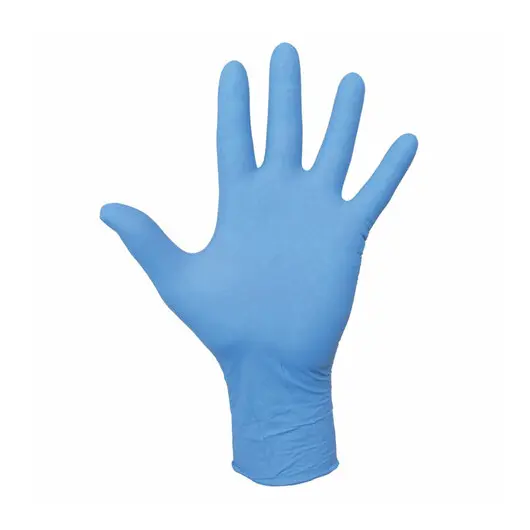 Перчатки нитриловые КОМПЛЕКТ 5пар (10шт) неопудренные, размер М (средний) голубые, MALIBRI, ш/к32101, 1002-011, фото 4
