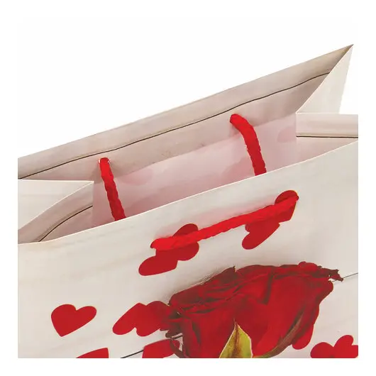 Пакет подарочный 17,8x9,8x22,9 см, ЗОЛОТАЯ СКАЗКА &quot;Роза с лентой&quot;, ламинированный, 606574, фото 3
