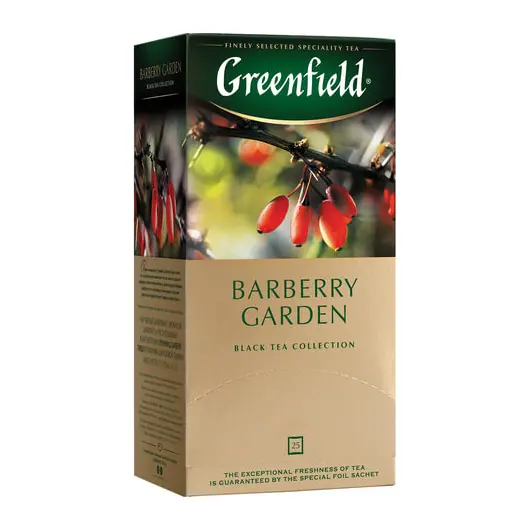 Чай GREENFIELD (Гринфилд) &quot;Barberry Garden&quot;, черный, со вкусом барбариса, 25 пакетиков в конвертах по 2 г, 0710, фото 1