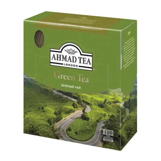 Чай AHMAD (Ахмад) &quot;Green Tea&quot;, зеленый, 100 пакетиков по 2 г, 478-012, фото 2