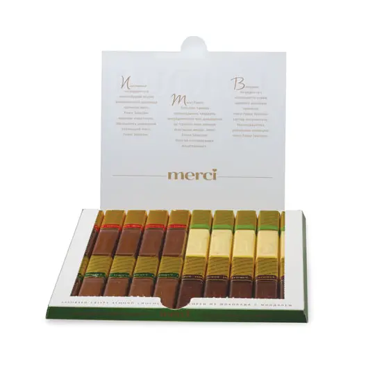 Конфеты шоколадные MERCI (Мерси), ассорти из шоколада с миндалем, 250 г, картонная коробка, 014457-20, фото 2