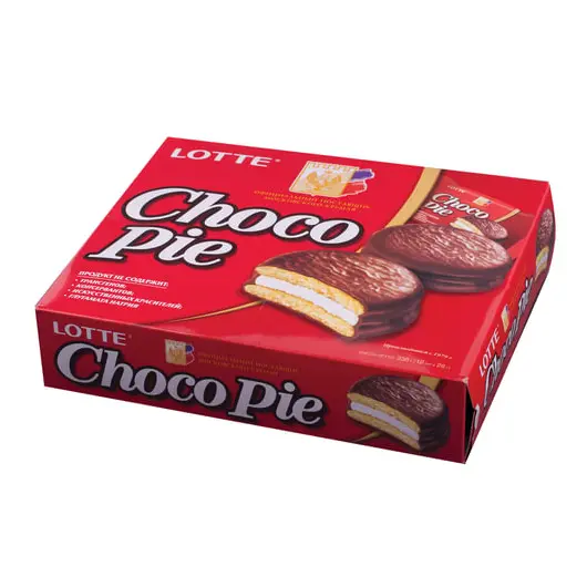 Печенье LOTTE &quot;Choco Pie&quot; (&quot;Чоко Пай&quot;), прослоенное, глазированное, в картонной упаковке, 336 г (12 штук х 28 г), фото 2