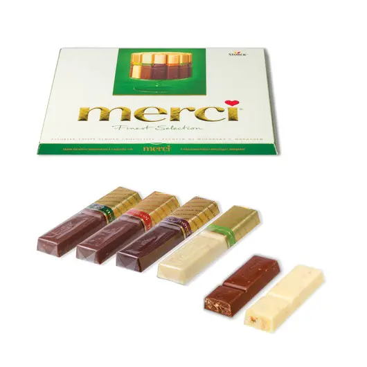 Конфеты шоколадные MERCI (Мерси), ассорти из шоколада с миндалем, 250 г, картонная коробка, 014457-20, фото 1
