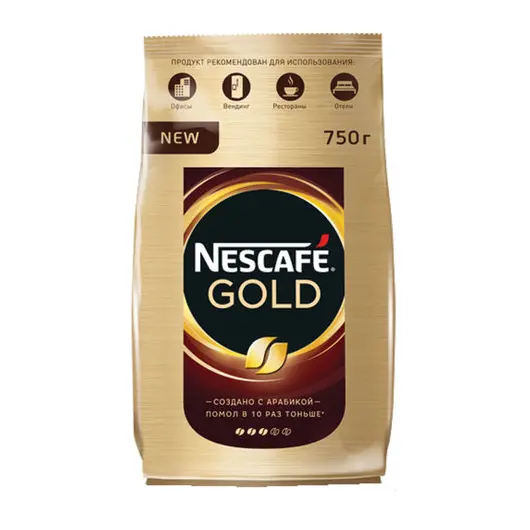 Кофе молотый в растворимом NESCAFE (Нескафе) &quot;Gold&quot;, сублимированный, 750 г, мягкая упаковка, 12146905, фото 1