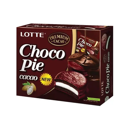 Печенье LOTTE &quot;Choco Pie Cacao&quot; (&quot;Чоко Пай Какао&quot;), глазированное, картонная упаковка, 336 г, 12 шт. х 28 г, фото 2