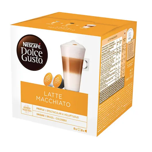 Капсулы для кофемашин NESCAFE Dolce Gusto Latte Macchiato, натуральный кофе 8 шт. х 6,5 г, молочная капсула 8 шт. х 17,8 г, 5219838, фото 2