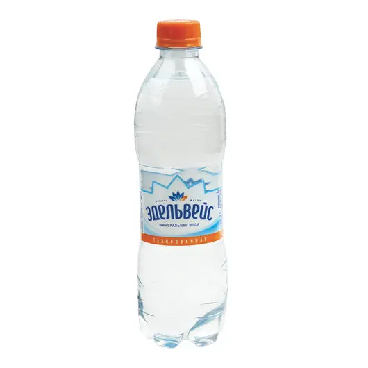Вода ГАЗИРОВАННАЯ минеральная ЭДЕЛЬВЕЙС, 0,5 л, пластиковая бутылка, фото 1