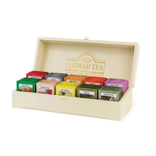 Чай AHMAD (Ахмад) &quot;Contemporary&quot;, набор в деревянной шкатулке, ассорти 10 вкусов по 10 пакетиков по 2 г, Z583, фото 2