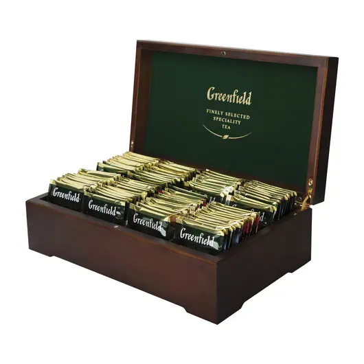 Чай GREENFIELD (Гринфилд), набор 96 пакетиков (8 вкусов по 12 пакетиков) в деревянной шкатулке, 177,6 г, 0463-10, фото 2