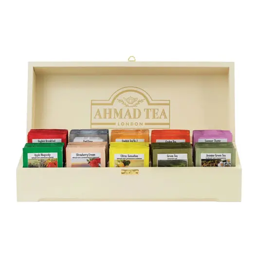 Чай AHMAD (Ахмад) &quot;Contemporary&quot;, набор в деревянной шкатулке, ассорти 10 вкусов по 10 пакетиков по 2 г, Z583, фото 1