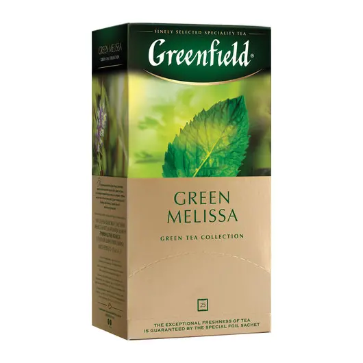 Чай GREENFIELD (Гринфилд) &quot;Green Melissa&quot;, зеленый, 25 пакетиков в конвертах по 1,5 г, фото 1