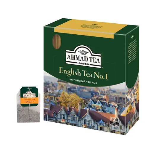Чай AHMAD (Ахмад) &quot;English Tea №1&quot;, черный, 100 пакетиков с ярлычками по 2 г, 598-012, фото 1