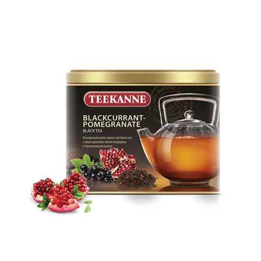 Чай TEEKANNE (Тиканне) &quot;Blackcurrant-Pomegranate&quot;, черный, смородина/гранат, листовой, 150 г, ж/б, фото 1