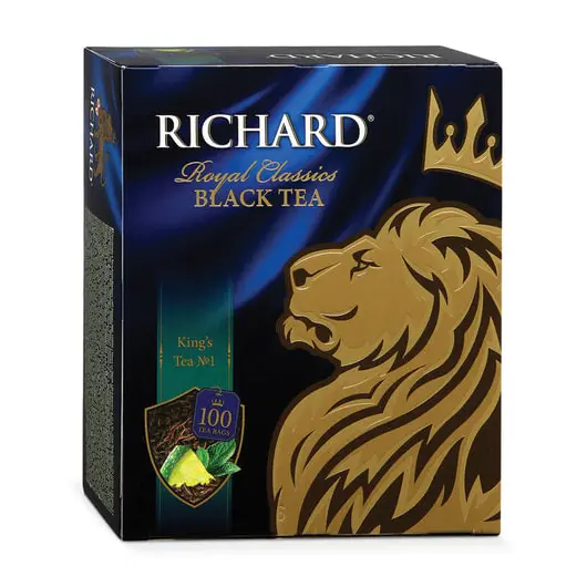 Чай RICHARD (Ричард) &quot;King&#039;s Tea №1&quot; (&quot;Кингс Ти&quot;), черный, ароматизированный, 100 пакетиков по 2 г, 610302, фото 1