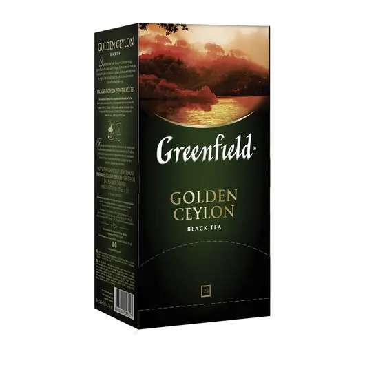 Чай GREENFIELD (Гринфилд) &quot;Golden Ceylon&quot;, черный, 25 пакетиков в конвертах по 2 г, фото 1