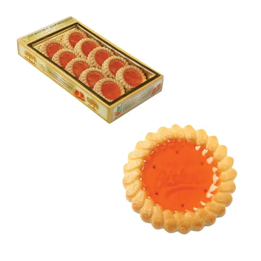 Печенье БИСКОТТИ с апельсиновым мармеладом, сдобное, 235 г, картонная коробка, фото 1