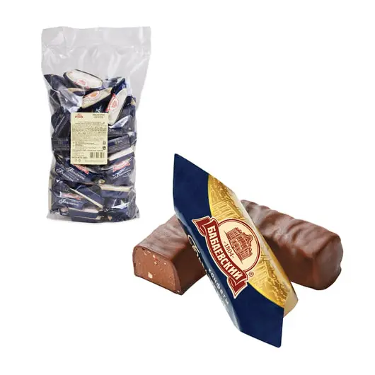 Конфеты шоколадные БАБАЕВСКИЙ с дробленым миндалем и вафельной крошкой, 1000 г, пакет, ББ12279, фото 1
