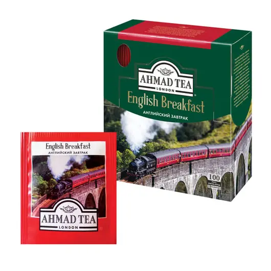 Чай AHMAD (Ахмад) &quot;English Breakfast&quot;, черный, 100 пакетиков по 2 г, 600-012, фото 1