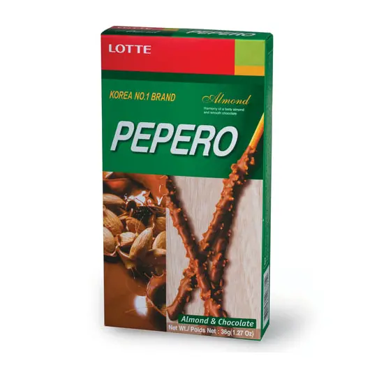 Печенье-соломка LOTTE &quot;Pepero Almond&quot;, в шоколадной глазури с миндалем, в картонной упаковке, 36 г, 62004MO, фото 2