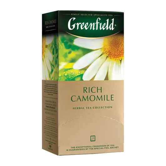 Чай GREENFIELD (Гринфилд) &quot;Rich Camomile&quot; (&quot;Ромашковый&quot;), травяной, 25 пакетиков в конвертах по 1,5 г, 0432-10, фото 1